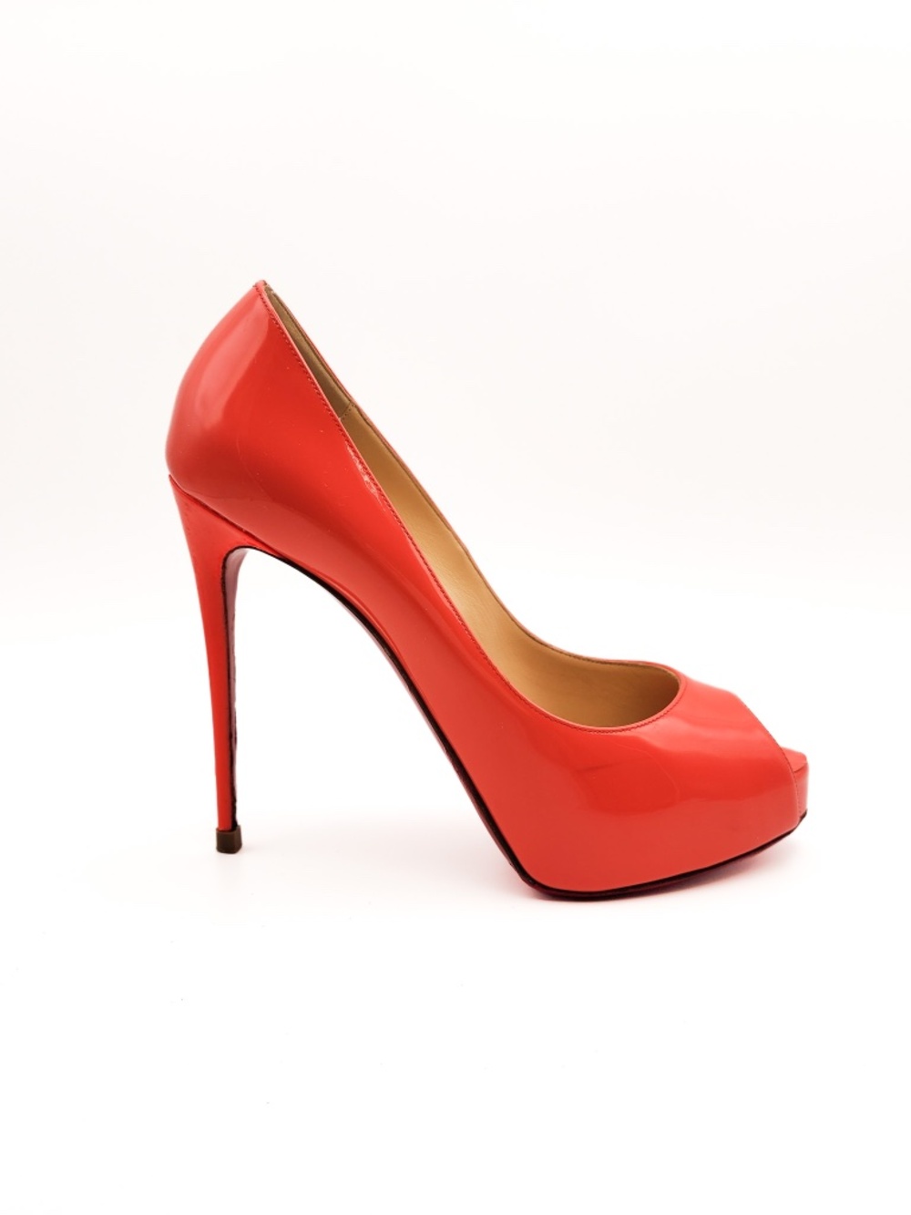 Christian Louboutin Very Prive 120 Orange Patent Leather Platform Pumps EU 37